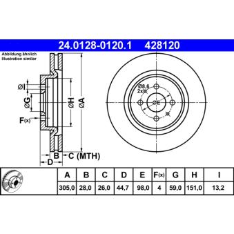 Jeu de 2 disques de frein avant ATE 24.0128-0120.1