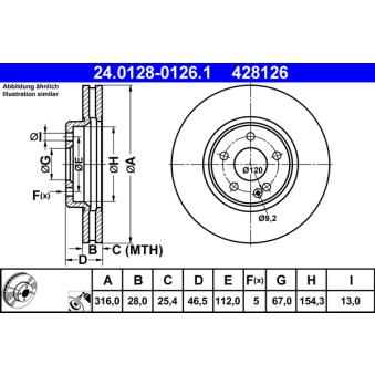 Jeu de 2 disques de frein avant ATE OEM 2104212012