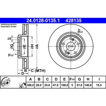 Jeu de 2 disques de frein avant ATE OEM 8200570677