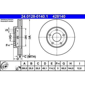 Jeu de 2 disques de frein avant ATE 24.0128-0140.1