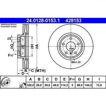 Jeu de 2 disques de frein avant ATE 24.0128-0153.1