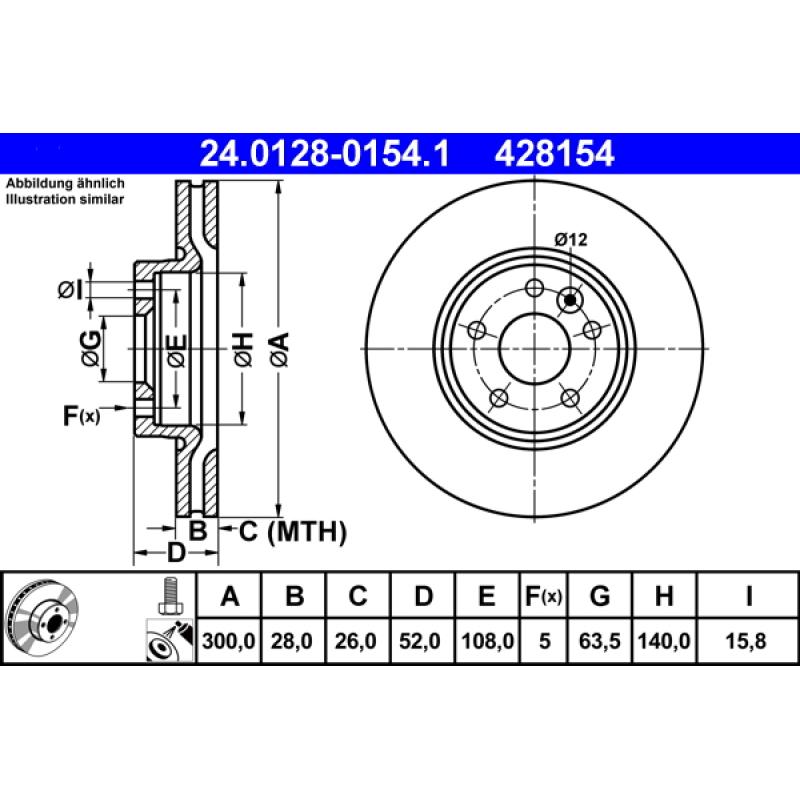 Jeu de 2 disques de frein avant ATE 24.0128-0154.1 - Visuel 1