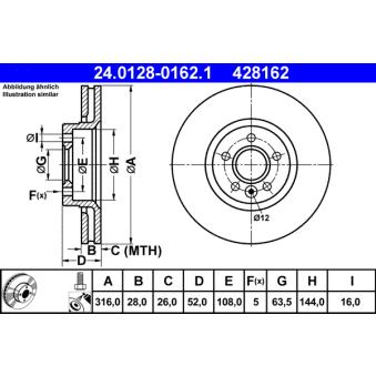 Jeu de 2 disques de frein avant ATE OEM 1434812