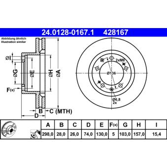 Jeu de 2 disques de frein avant ATE 24.0128-0167.1