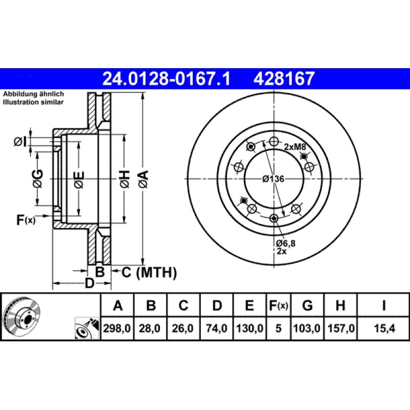 Jeu de 2 disques de frein avant ATE 24.0128-0167.1 - Visuel 1
