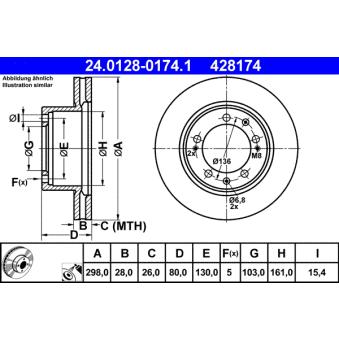 Jeu de 2 disques de frein avant ATE 24.0128-0174.1