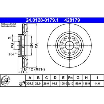Jeu de 2 disques de frein avant ATE 24.0128-0179.1