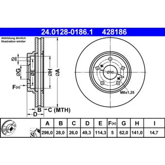 Jeu de 2 disques de frein avant ATE OEM 4351248050