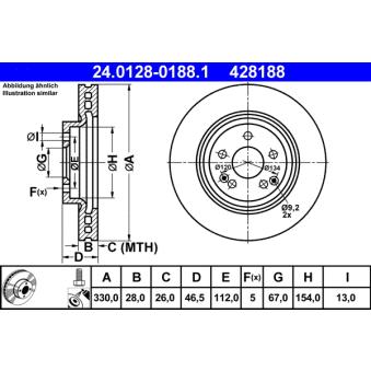 Jeu de 2 disques de frein avant ATE OEM 2034210412
