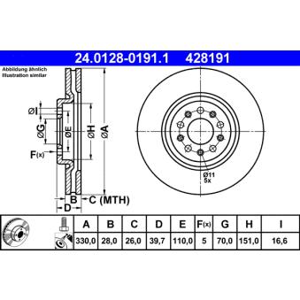 Jeu de 2 disques de frein avant ATE OEM 51760622