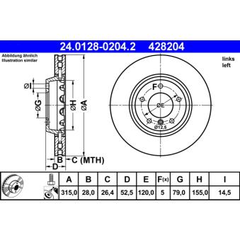 Disque de frein avant gauche ATE OEM 34112227737