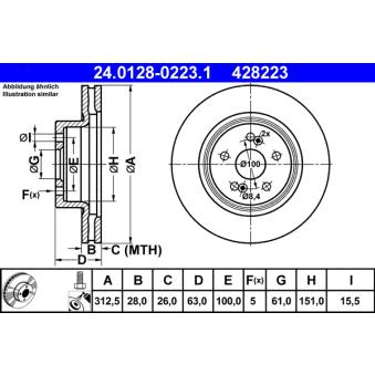 Jeu de 2 disques de frein avant ATE OEM 7701208130