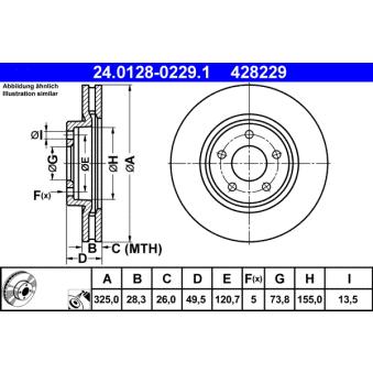 Jeu de 2 disques de frein avant ATE 24.0128-0229.1