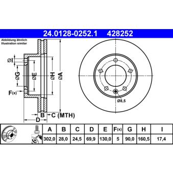 Jeu de 2 disques de frein avant ATE OEM 93197403