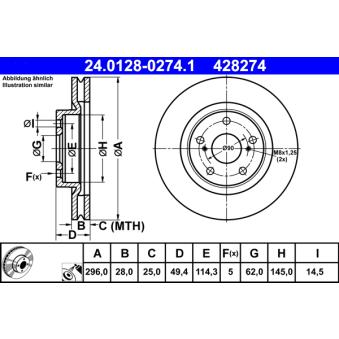 Jeu de 2 disques de frein avant ATE OEM 4351206150