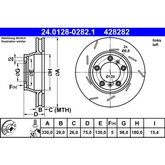 Disque de frein arrière gauche ATE 24.0128-0282.1