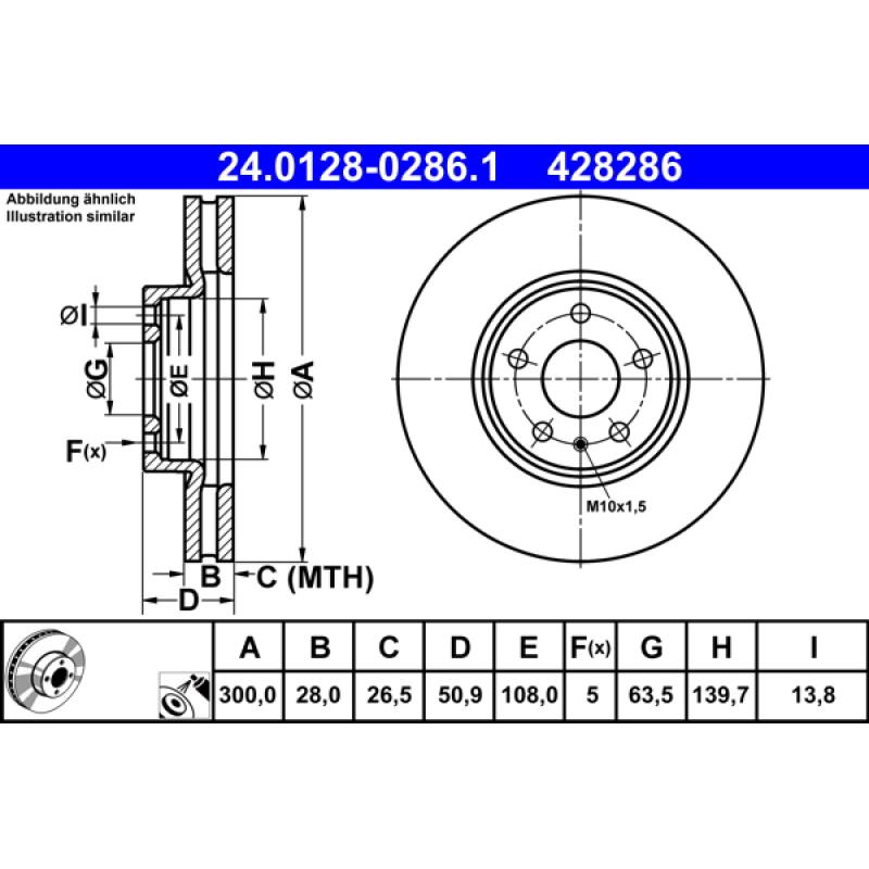 Jeu de 2 disques de frein avant ATE 24.0128-0286.1 - Visuel 1