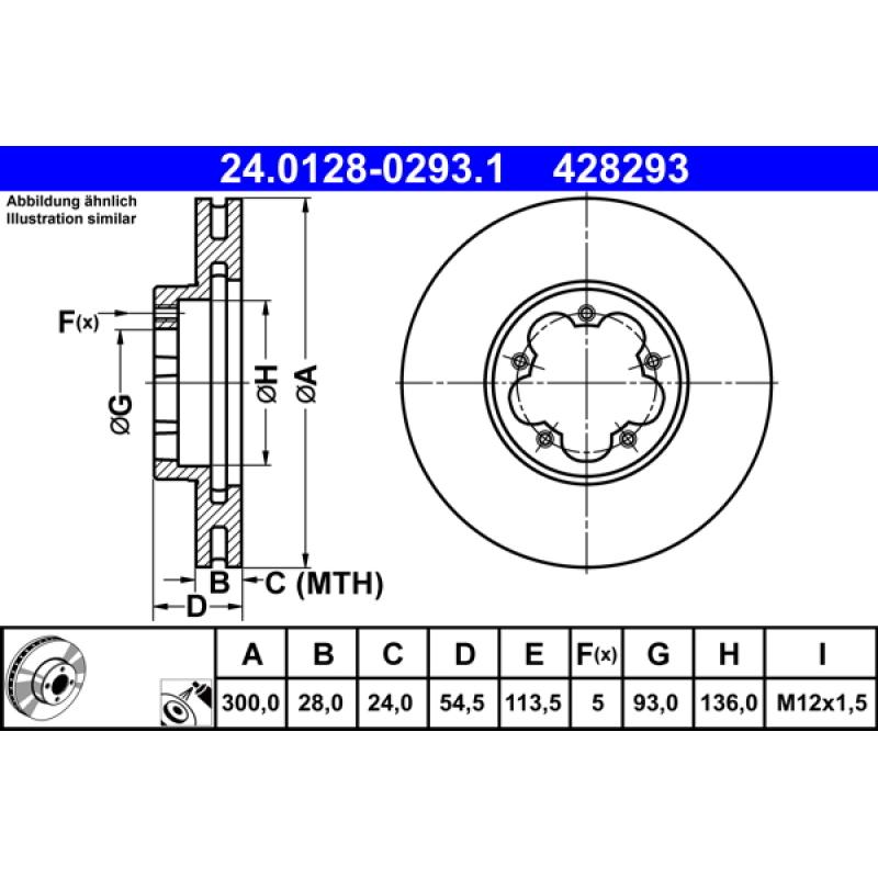 Jeu de 2 disques de frein avant ATE 24.0128-0293.1 - Visuel 1