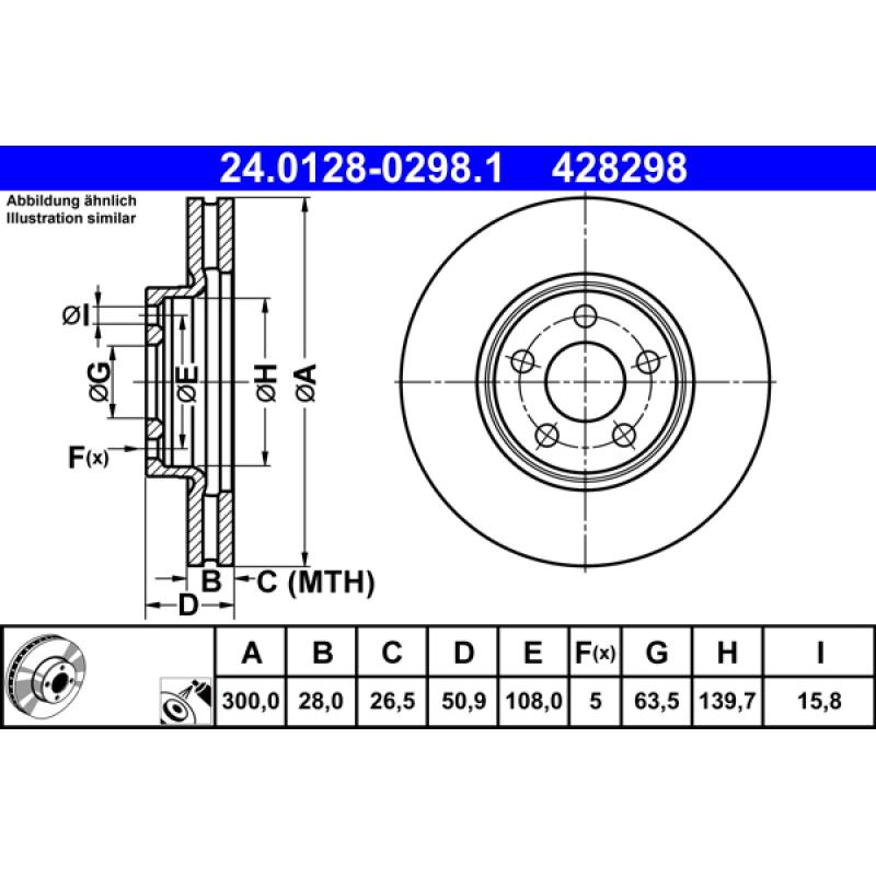 Jeu de 2 disques de frein avant ATE 24.0128-0298.1 - Visuel 1