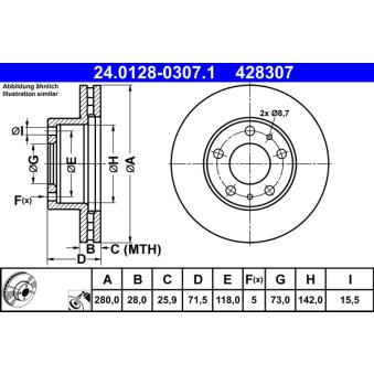 Jeu de 2 disques de frein avant ATE OEM 1612435180