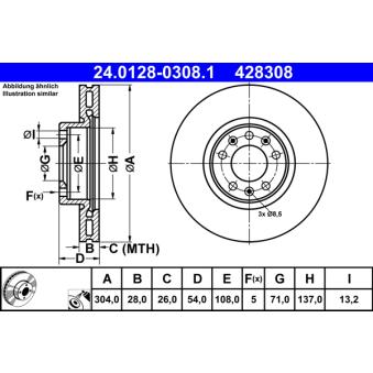 Jeu de 2 disques de frein avant ATE 24.0128-0308.1