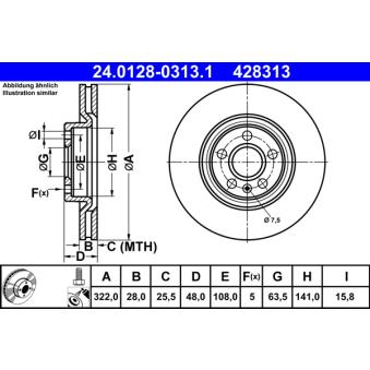 Jeu de 2 disques de frein avant ATE OEM 32300122