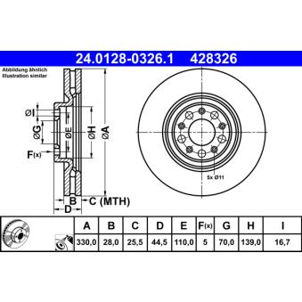 Jeu de 2 disques de frein avant ATE 24.0128-0326.1