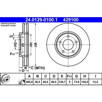 Jeu de 2 disques de frein avant ATE 24.0129-0100.1