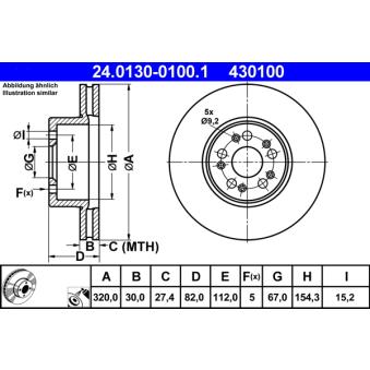 Jeu de 2 disques de frein avant ATE 24.0130-0100.1