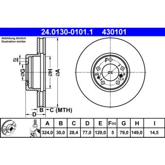 Jeu de 2 disques de frein avant ATE OEM 34111159895