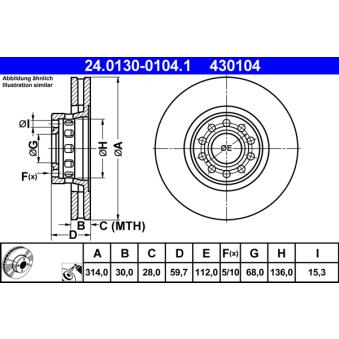 Jeu de 2 disques de frein avant ATE 24.0130-0104.1