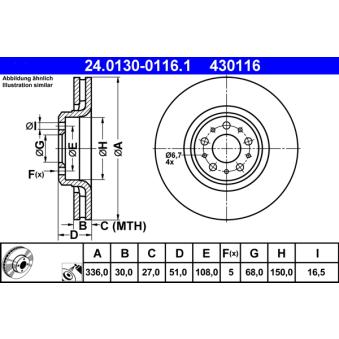 Jeu de 2 disques de frein avant ATE OEM 30657301
