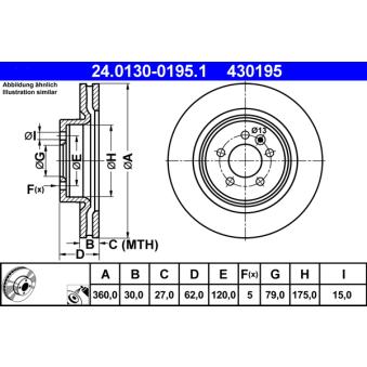 Jeu de 2 disques de frein avant ATE OEM sdb000623 Jeu de 2 disques de frein avant ATE OEM sdb000623