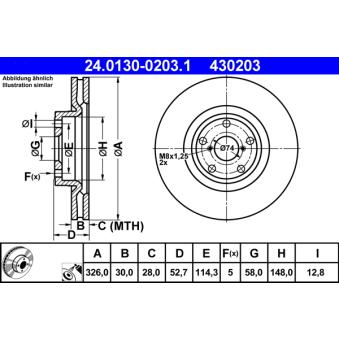 Jeu de 2 disques de frein avant ATE OEM 26300FE070