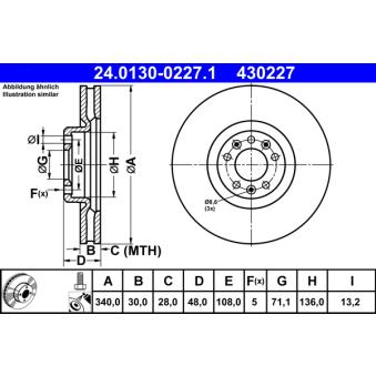 Jeu de 2 disques de frein avant ATE 24.0130-0227.1