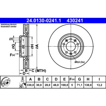 Jeu de 2 disques de frein avant ATE 24.0130-0241.1