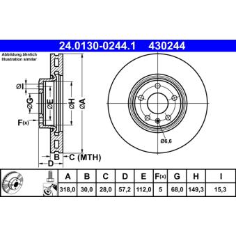 Jeu de 2 disques de frein avant ATE OEM 80A615301E
