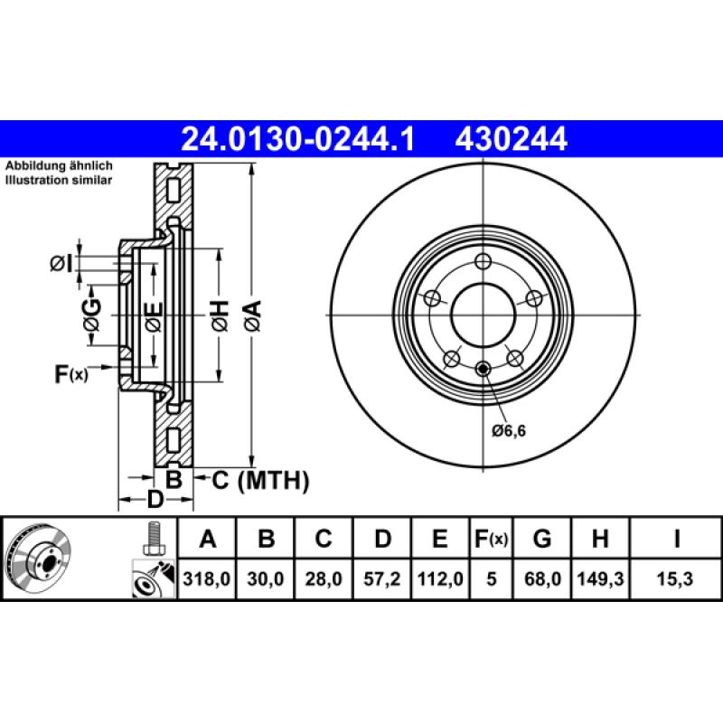 Jeu de 2 disques de frein avant ATE 24.0130-0244.1 - Visuel 1
