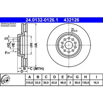 Jeu de 2 disques de frein avant ATE 24.0132-0126.1