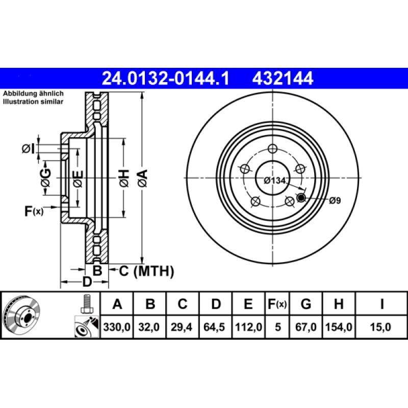 Jeu de 2 disques de frein avant ATE 24.0132-0144.1 - Visuel 1