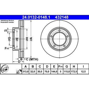 Jeu de 2 disques de frein avant ATE 24.0132-0148.1