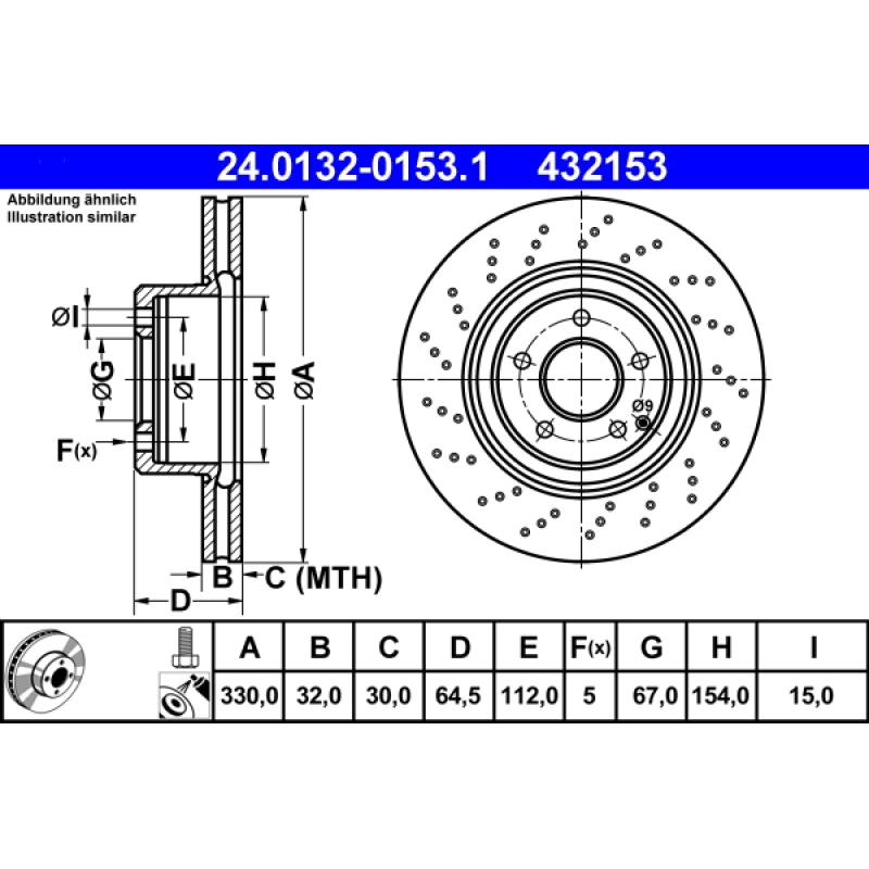 Jeu de 2 disques de frein avant ATE 24.0132-0153.1 - Visuel 1