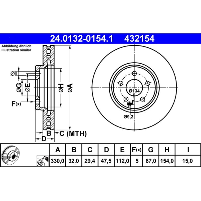 Jeu de 2 disques de frein avant ATE 24.0132-0154.1 - Visuel 1