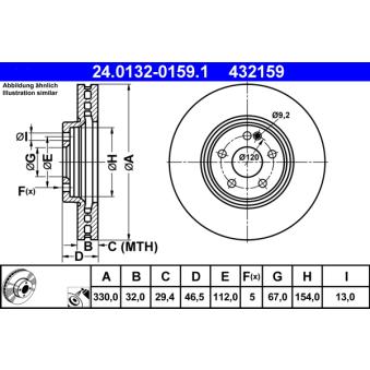 Jeu de 2 disques de frein avant ATE 24.0132-0159.1