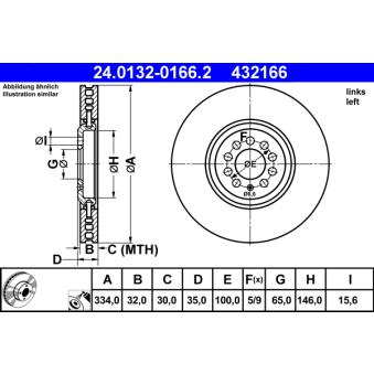 Disque de frein avant gauche ATE 24.0132-0166.2
