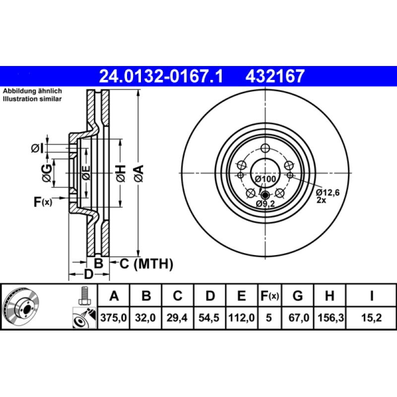 Jeu de 2 disques de frein avant ATE 24.0132-0167.1 - Visuel 1