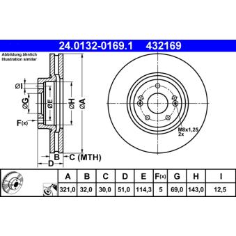 Jeu de 2 disques de frein avant ATE OEM 517123J500
