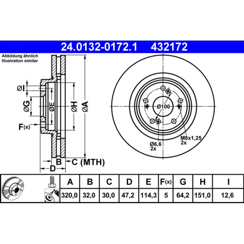 Jeu de 2 disques de frein avant ATE 24.0132-0172.1 - Visuel 1