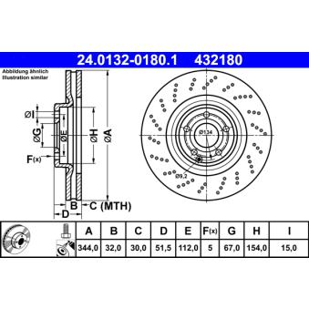 Jeu de 2 disques de frein avant ATE 24.0132-0180.1