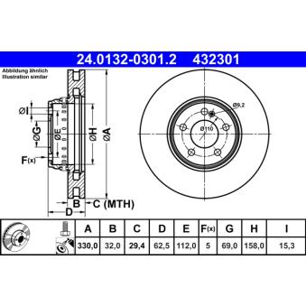 Jeu de 2 disques de frein avant ATE 24.0132-0301.2